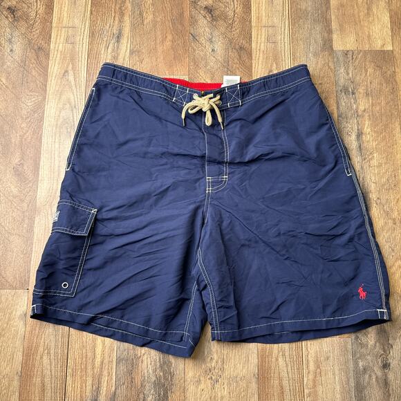 Polo Ralph Lauren Swim Shorts Trunks Men's XL Blue Surf Beach Lined Embroidered - Picture 1 of 14